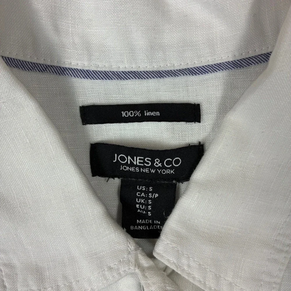 Jones & Co Jones New York White 100% Linen Trucker Jacket Womens Size Small S
